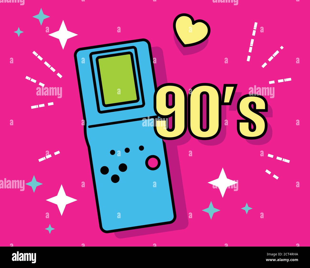 Articolo di cultura pop neon retro degli anni '90. Raccolte di elementi retrospettiva. URSS. Illustrazione vettoriale. Illustrazione Vettoriale