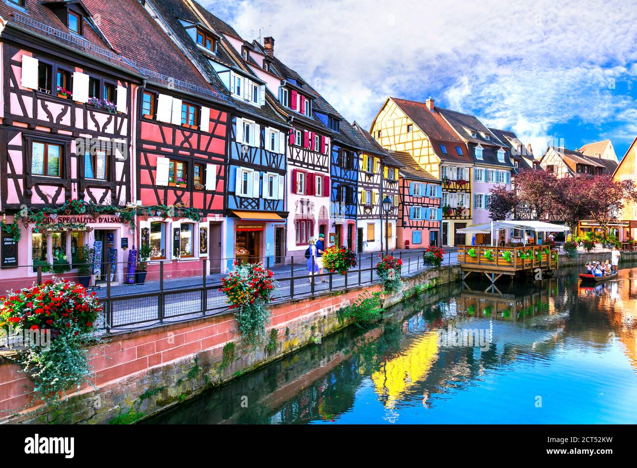 Viaggio in Francia. Le città più belle e colorate. Colmar nella regione dell'Alsazia. Settembre 2016 Foto Stock