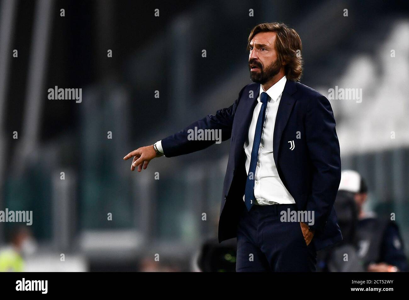 TORINO - 20 settembre 2020: Andrea Pirlo, capo allenatore del Juventus FC, gesti durante la Serie A Football Match tra Juventus FC e UC Sampdoria. Juventus FC ha vinto 3-0 su UC Sampdoria. (Foto di Nicolò campo/Sipa USA) Foto Stock