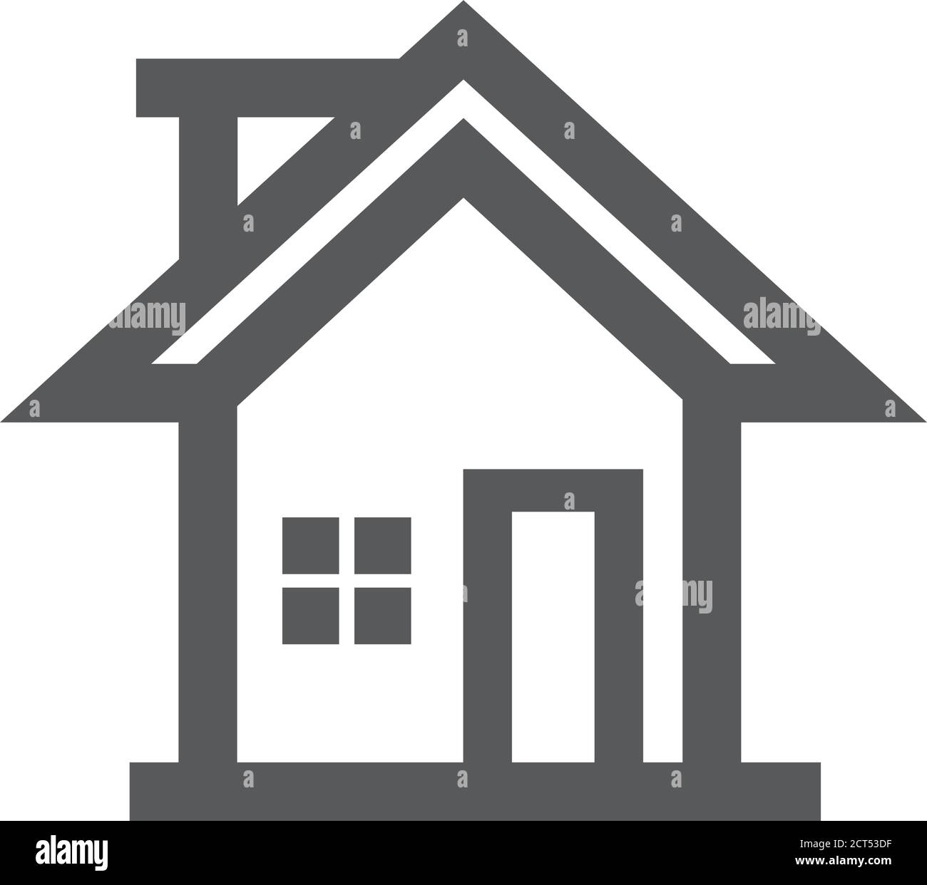 Icona del pulsante Home in stile contorno spesso. Illustrazione vettoriale in bianco e nero. Illustrazione Vettoriale