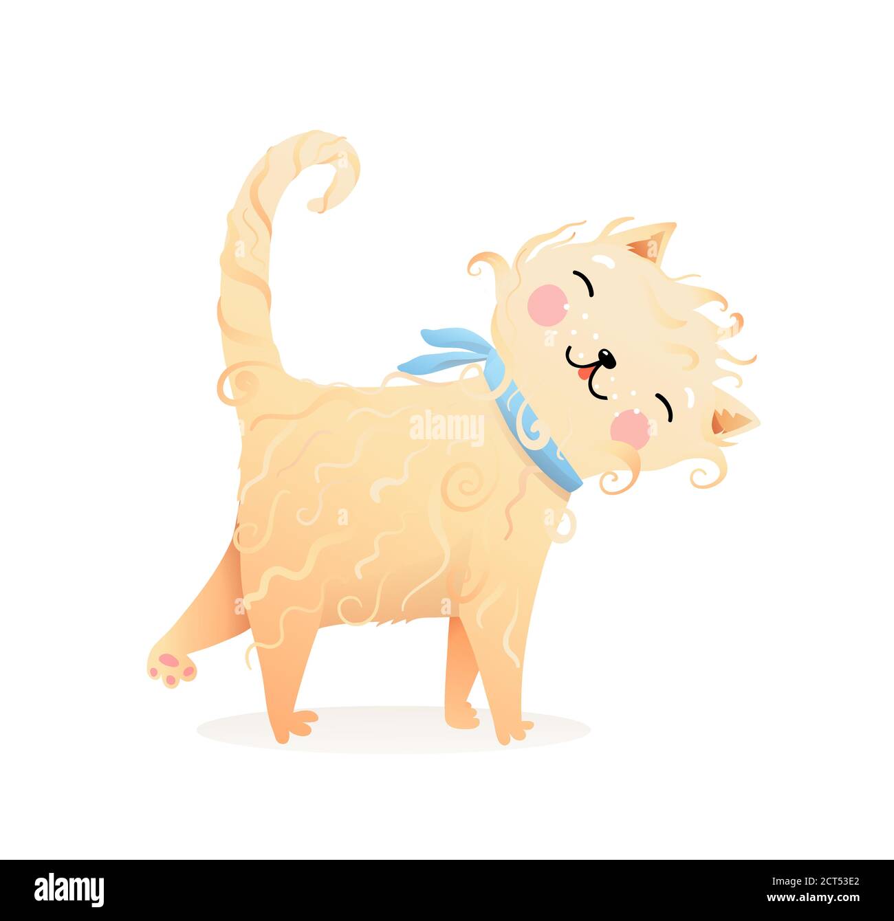 Carino Soft Purr Meow Cat o Kitten Cartoon per bambini Illustrazione Vettoriale