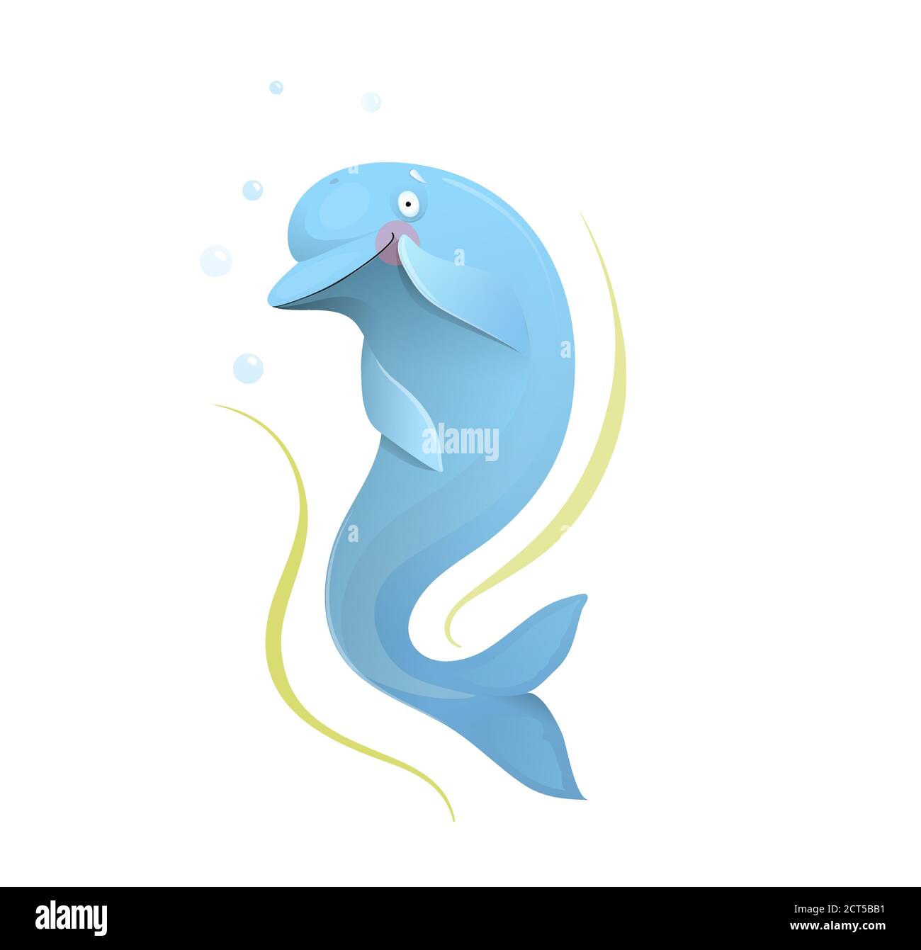 Dolphin Romantico Mare mammifero carattere per bambini Illustrazione Vettoriale