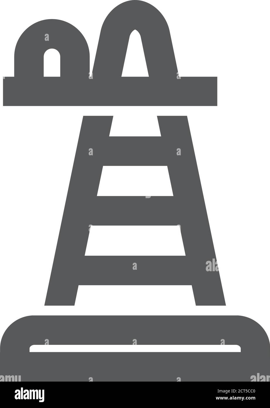 Icona del cono del traffico con profilo spesso. Illustrazione vettoriale in bianco e nero. Illustrazione Vettoriale