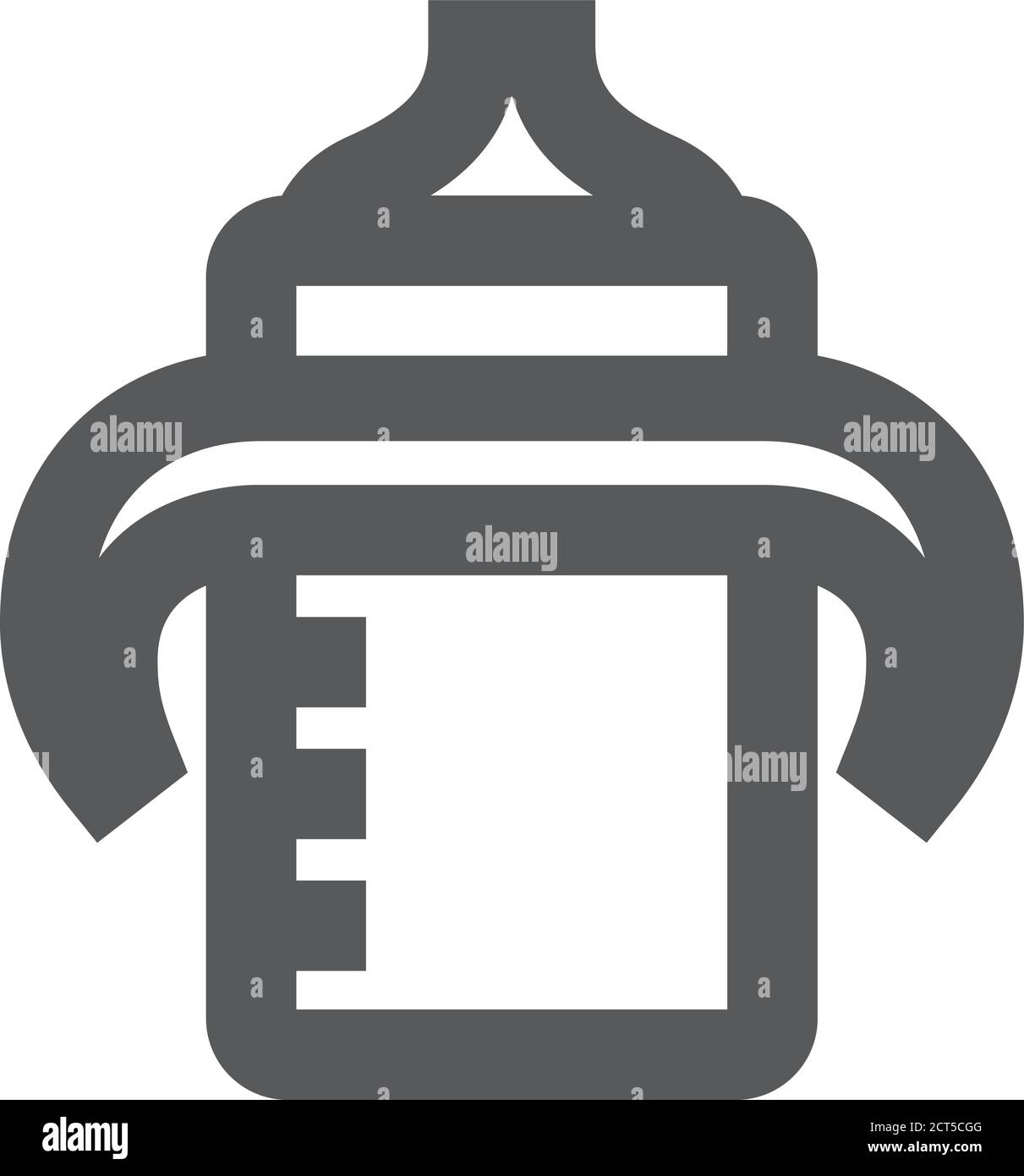 Icona del biberon con contorni spessi. Illustrazione vettoriale in bianco e nero. Illustrazione Vettoriale