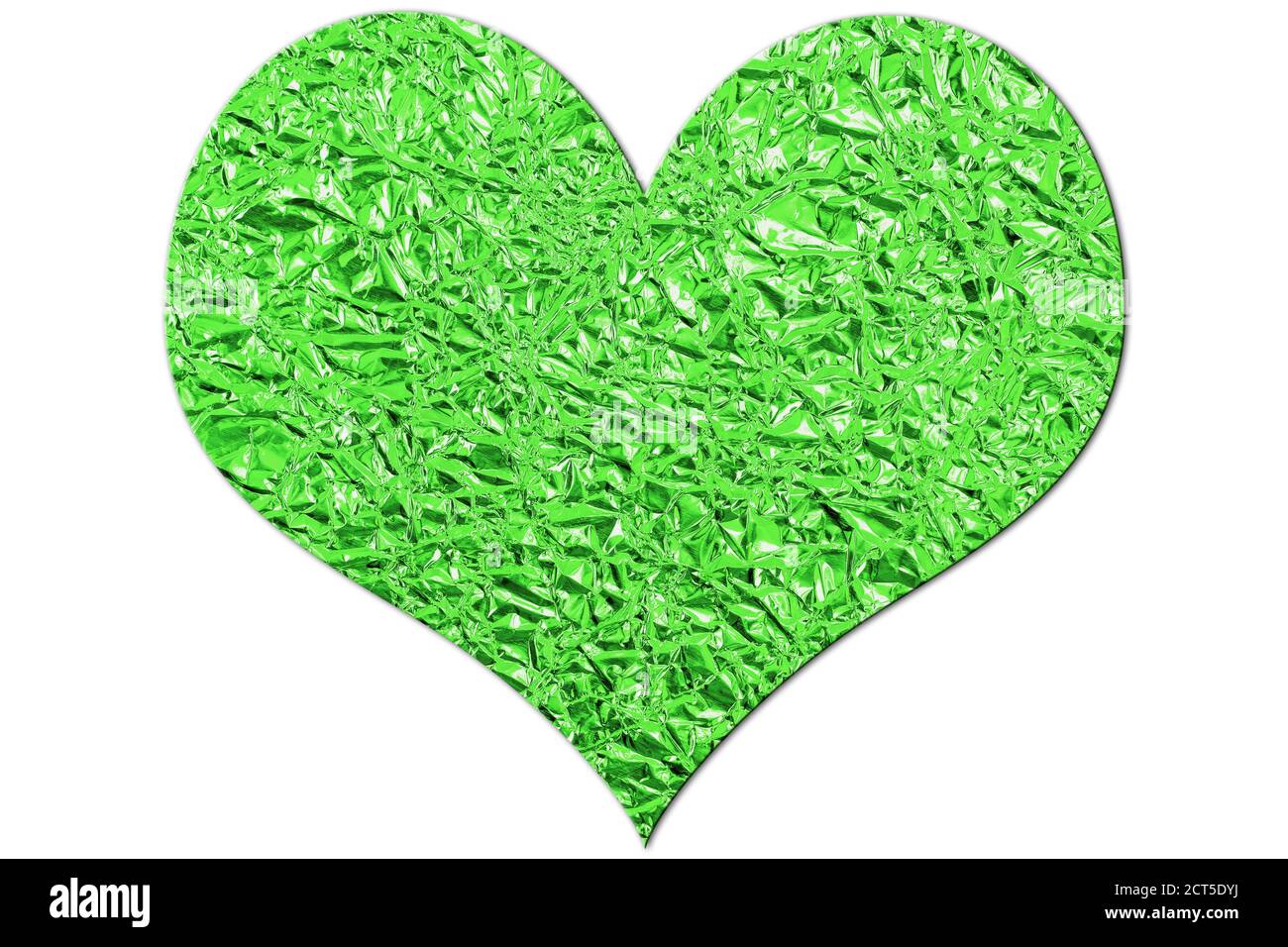 Cuore in lamina di alluminio verde Foto Stock