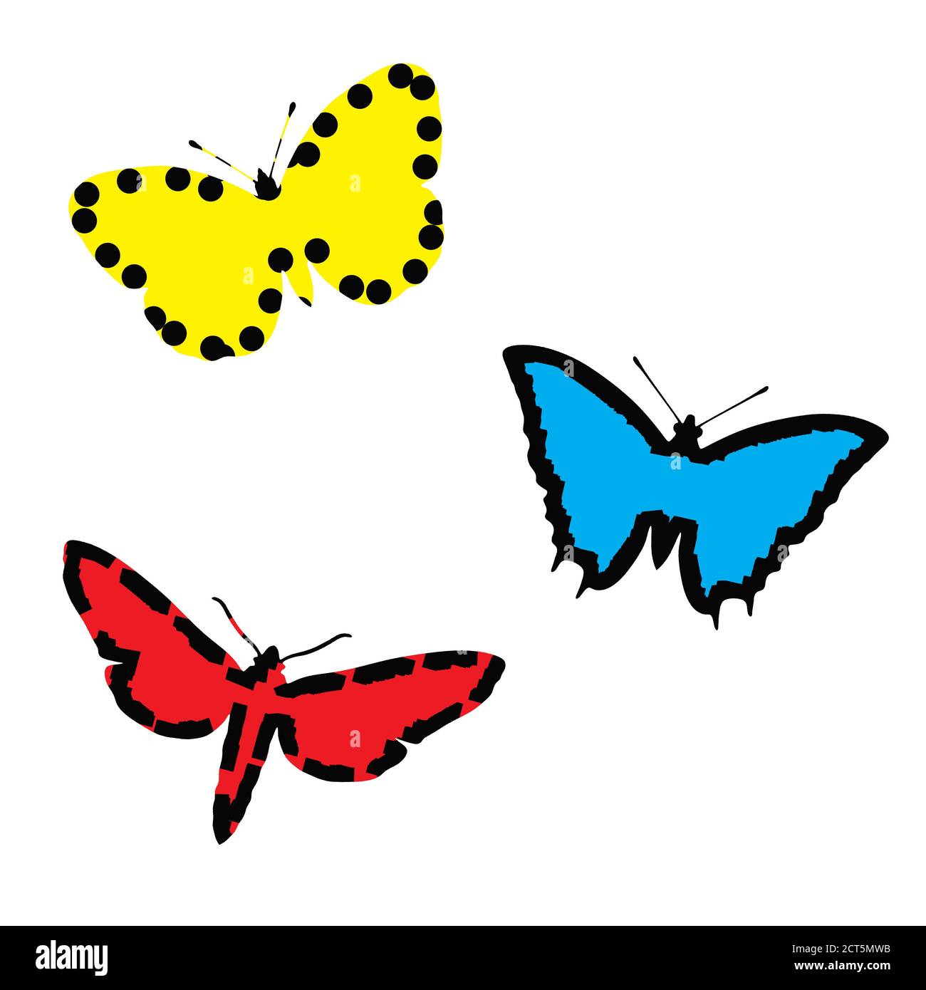 Farfalle stilizzate su sfondo bianco Foto stock - Alamy