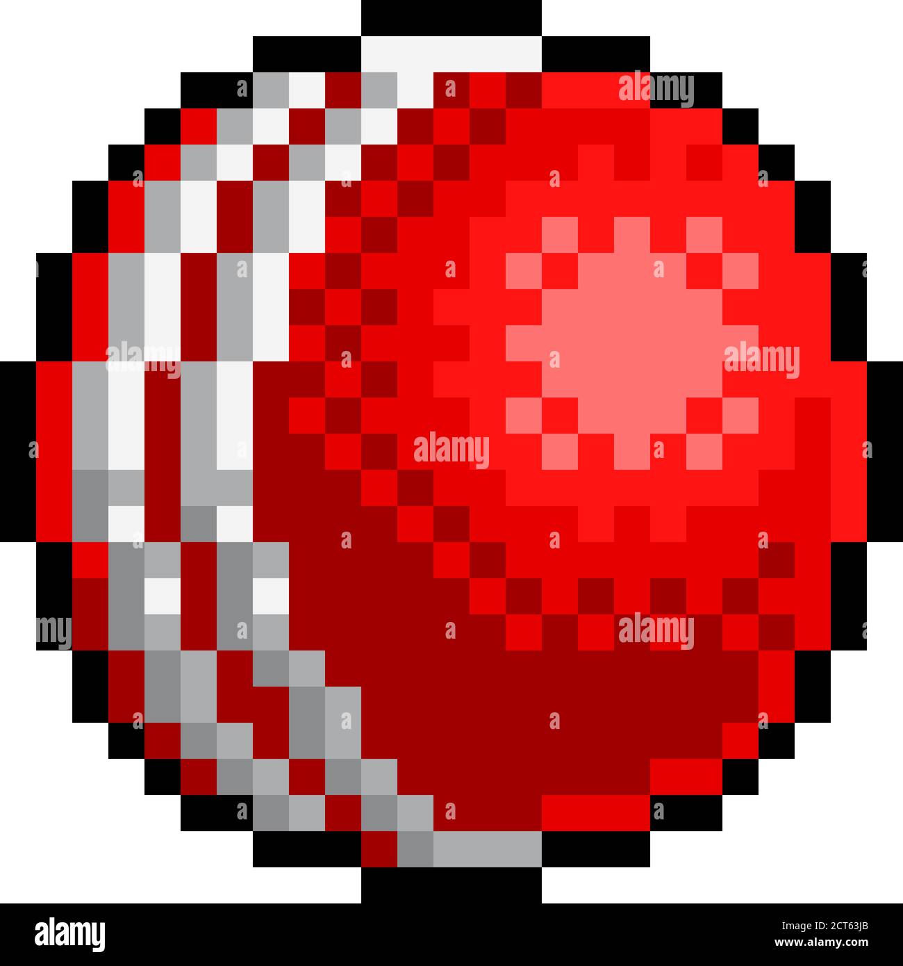 Cricket Ball pixel Art otto bit Sport Game icona Illustrazione Vettoriale