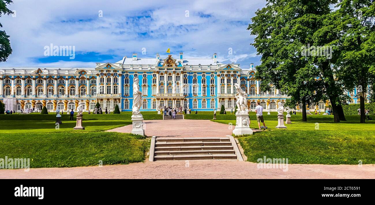 Il Palazzo di Caterina, Tsarskoye Selo (Pushkin), San Pietroburgo, Russia Foto Stock