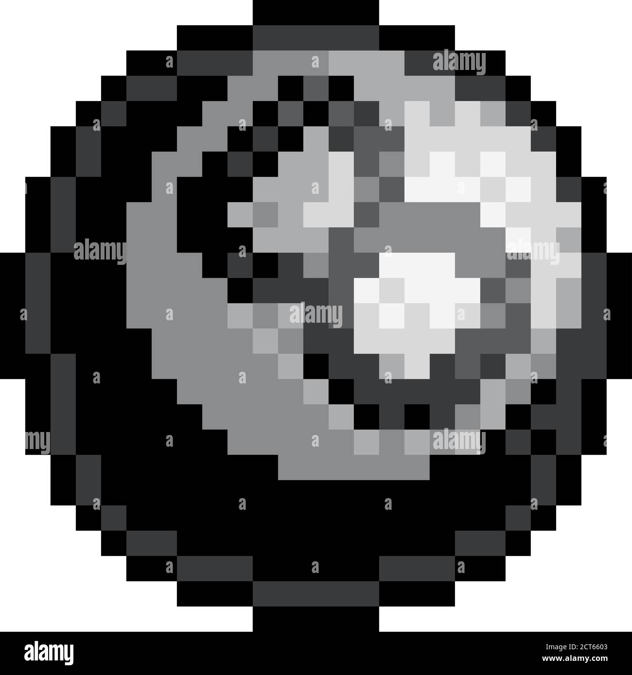 Pool otto Ball pixel Art bit icona del gioco sportivo Illustrazione Vettoriale
