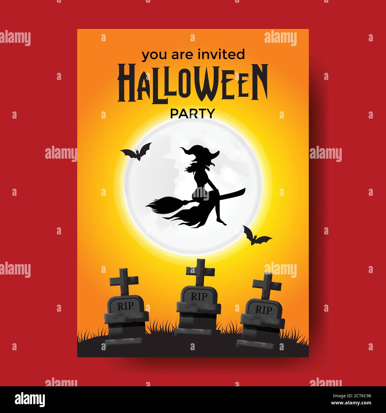 flying wizard per trucco halloween o banner di invito per le feste sul cimitero Illustrazione Vettoriale