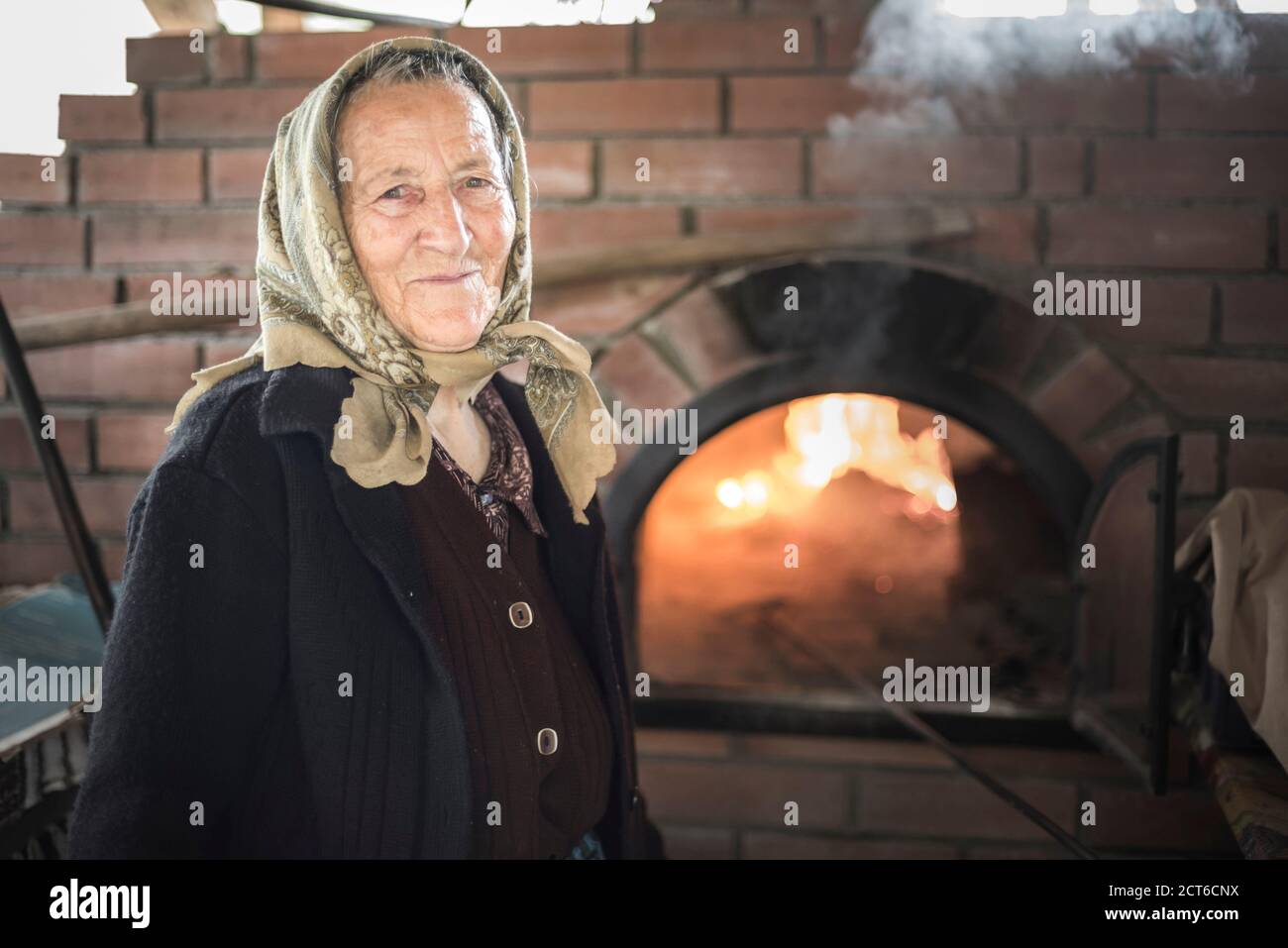 Ritratto di una signora in Dragomiresti, Maramures, Romania Foto Stock