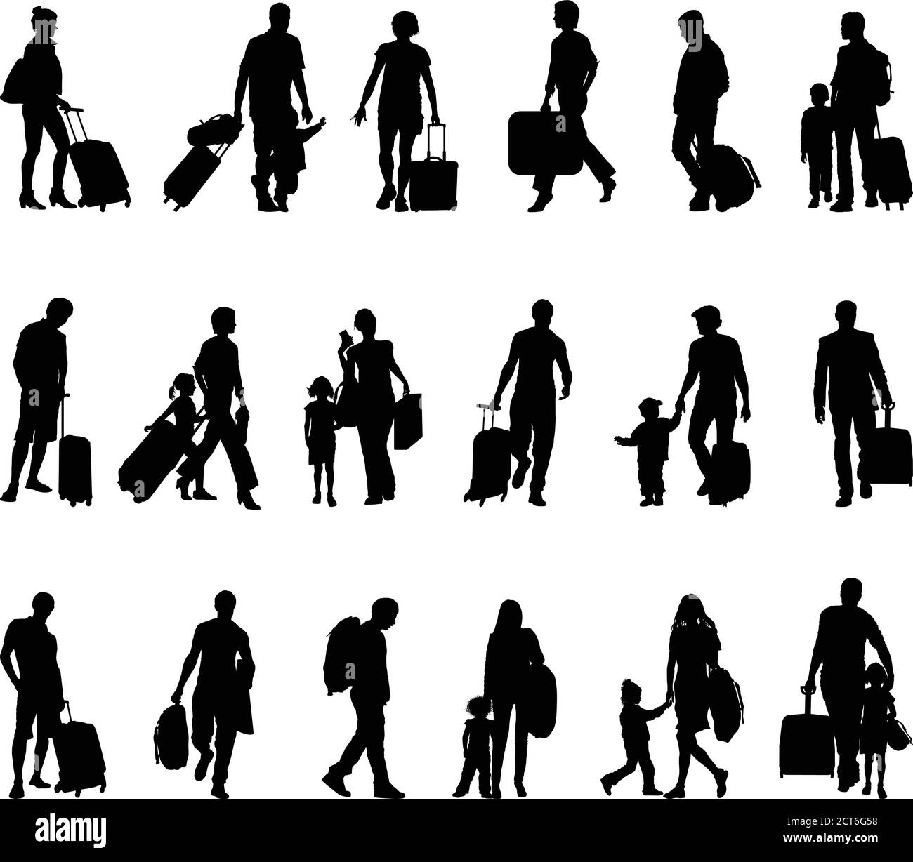Persone - turisti, viaggiatori, migranti, rifugiati Illustrazione Vettoriale