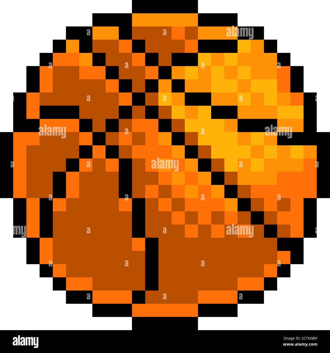 Basketball Ball pixel Art gioco di sport icona Illustrazione Vettoriale