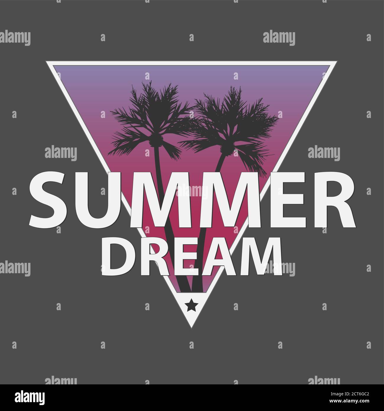 ESTATE SOGNO LOGO Handmade Palms alberi stile retrò. Stampa textured dell'abbigliamento alla moda. Illustrazione Vettoriale