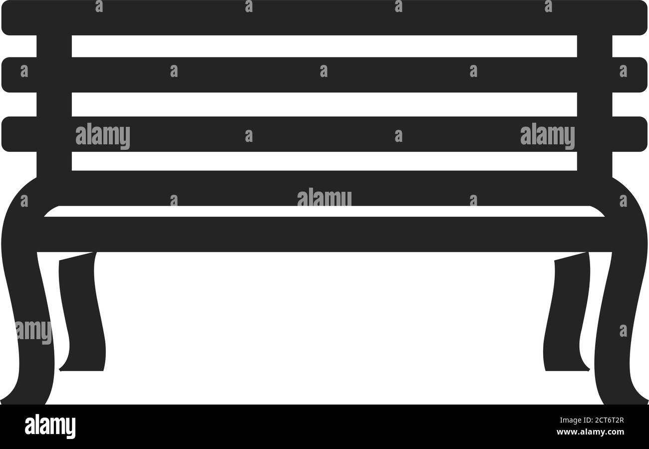 Icona della panca di parcheggio con profilo spesso. Illustrazione vettoriale in bianco e nero. Illustrazione Vettoriale