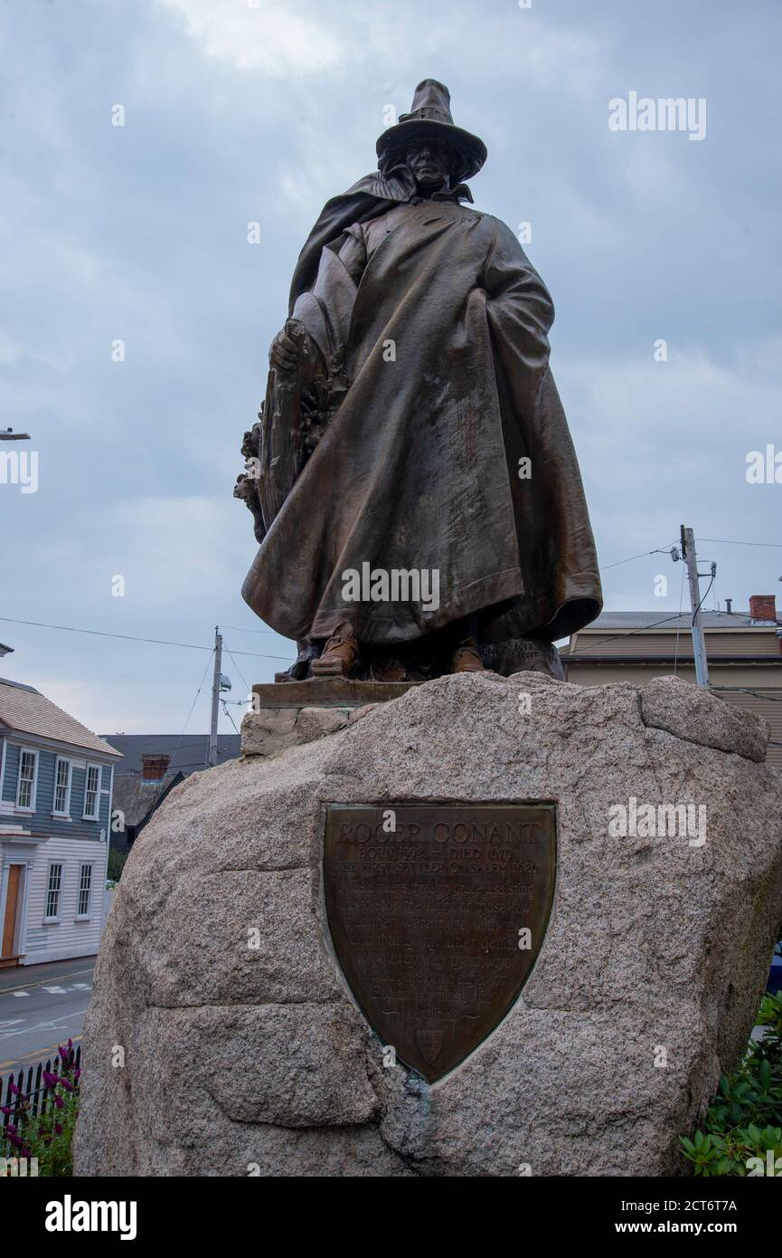 Roger Conant statua in Salem Massachusetts Foto Stock