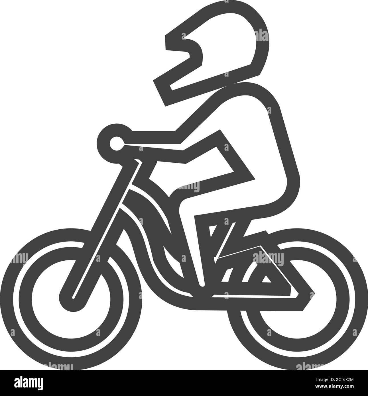 Icona mountain bike in stile profilo spesso. Illustrazione vettoriale in bianco e nero. Illustrazione Vettoriale