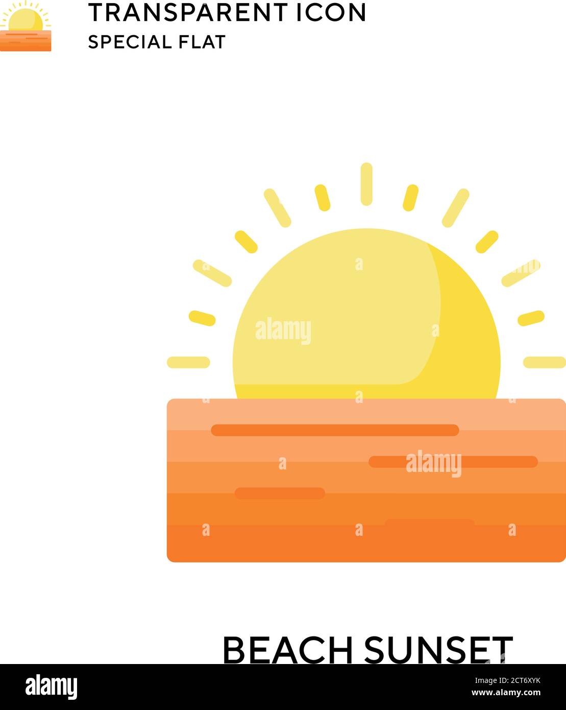 Icona vettore tramonto spiaggia. Illustrazione piatta. Vettore EPS 10. Illustrazione Vettoriale