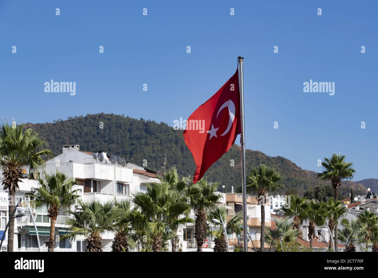 Bandiera della Turchia illustrazione, durante il Rally 2020 della Turchia, 5° appuntamento del Campionato FIA WRC 2020 dal 18 al 20 settembre 2020 a Marmaris, Mu Foto Stock