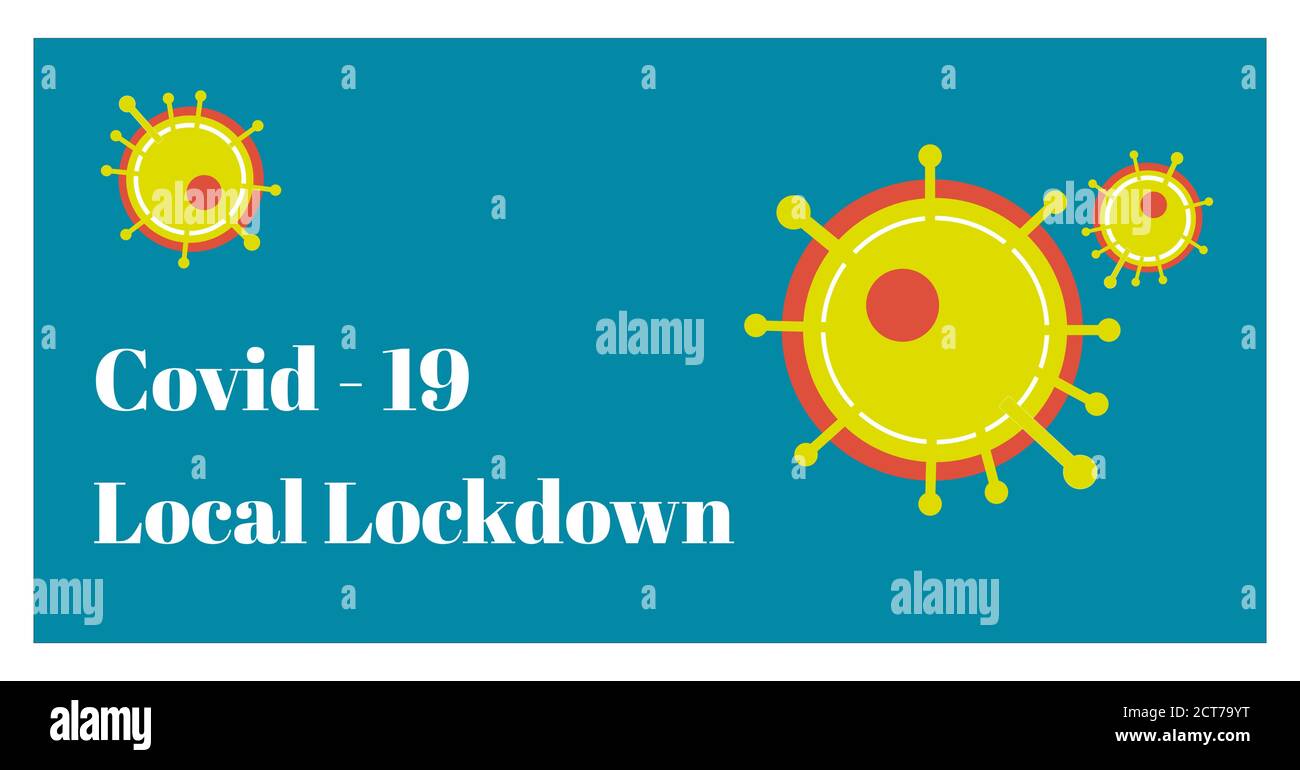 Covid-19 - Local Lockdown Vector Illustration on a light blue sfondo Illustrazione Vettoriale