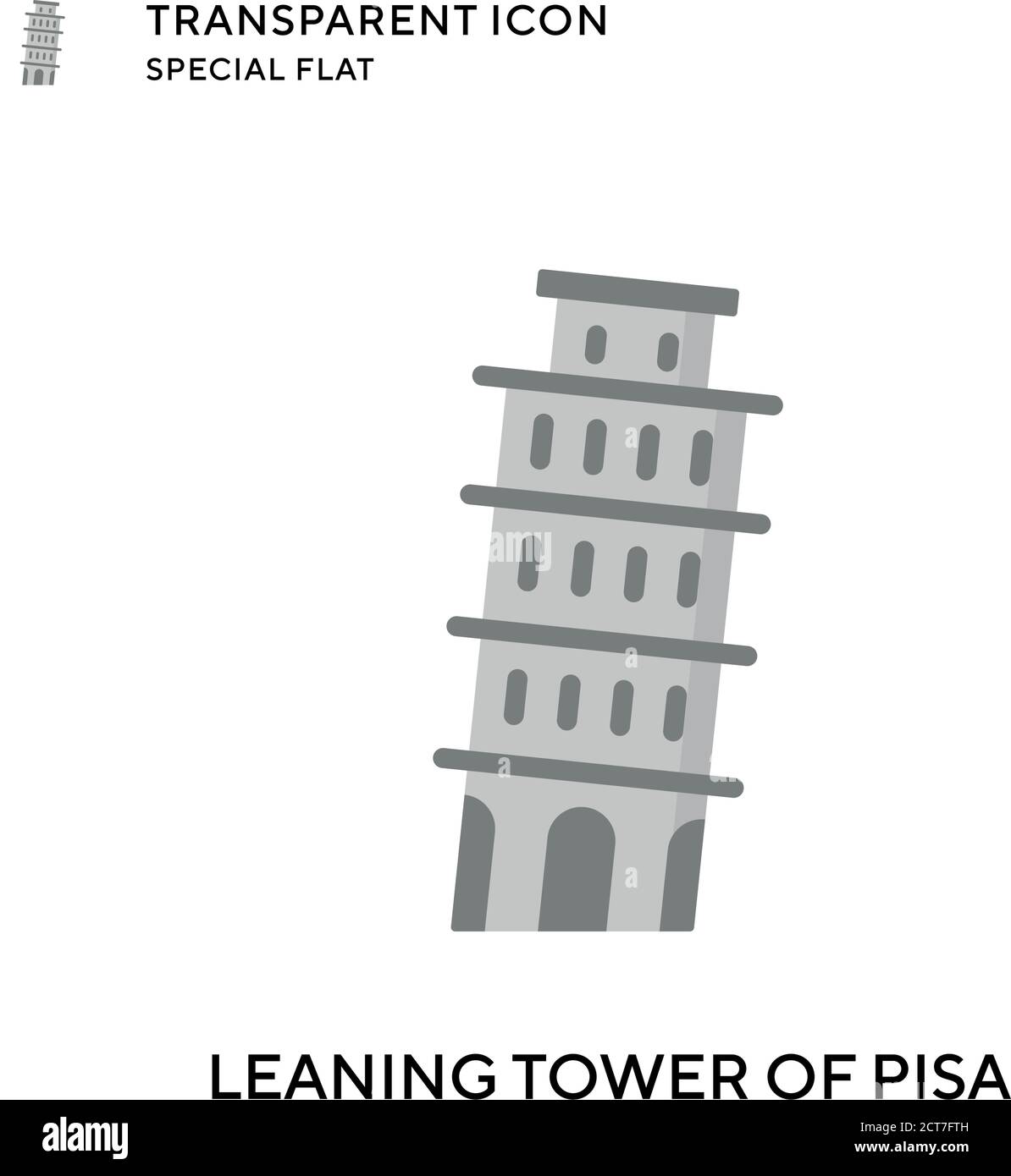 Torre pendente di pisa icona vettoriale. Illustrazione piatta. Vettore EPS 10. Illustrazione Vettoriale
