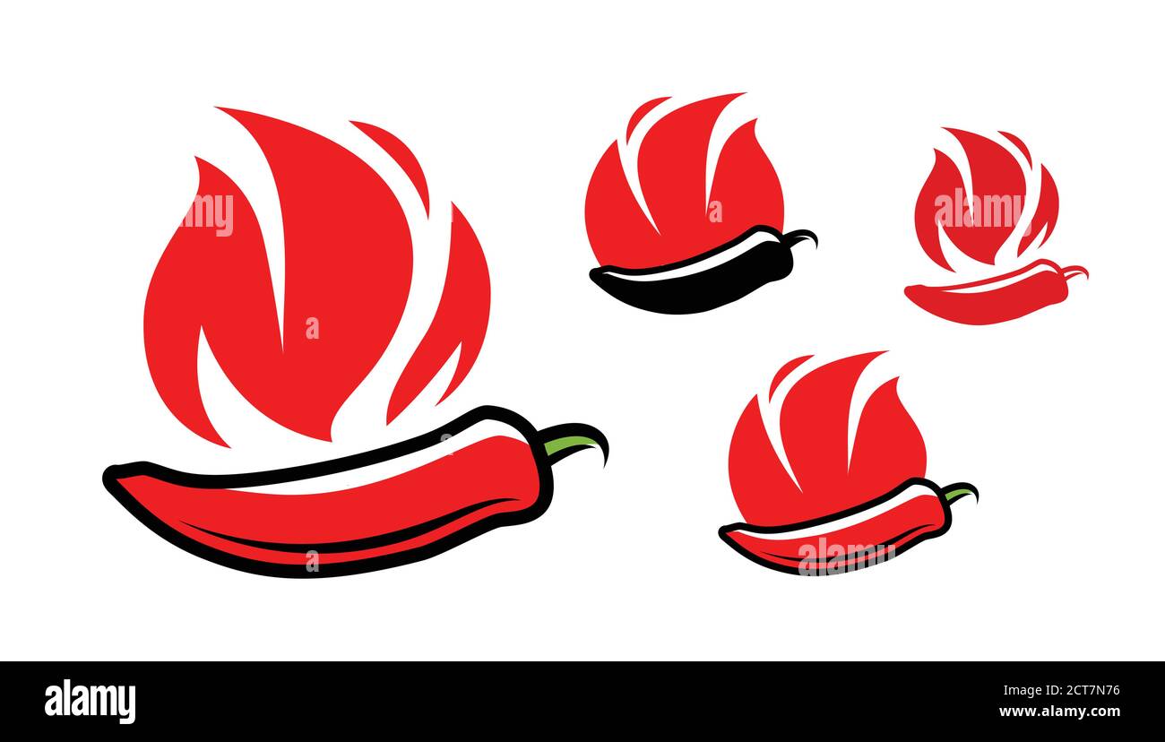Simbolo peperoncino rosso caldo. Paprika, vettore icona cibo Illustrazione Vettoriale