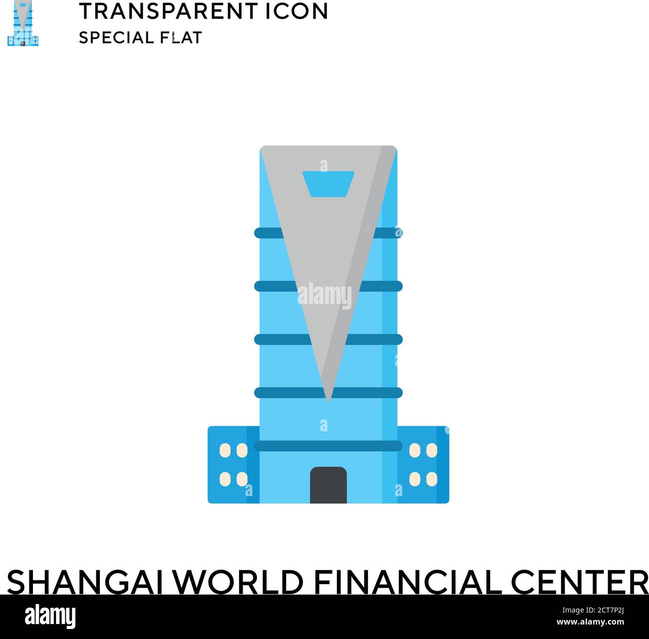 Icona del vettore del centro finanziario mondiale di Shangai. Illustrazione piatta. Vettore EPS 10. Illustrazione Vettoriale