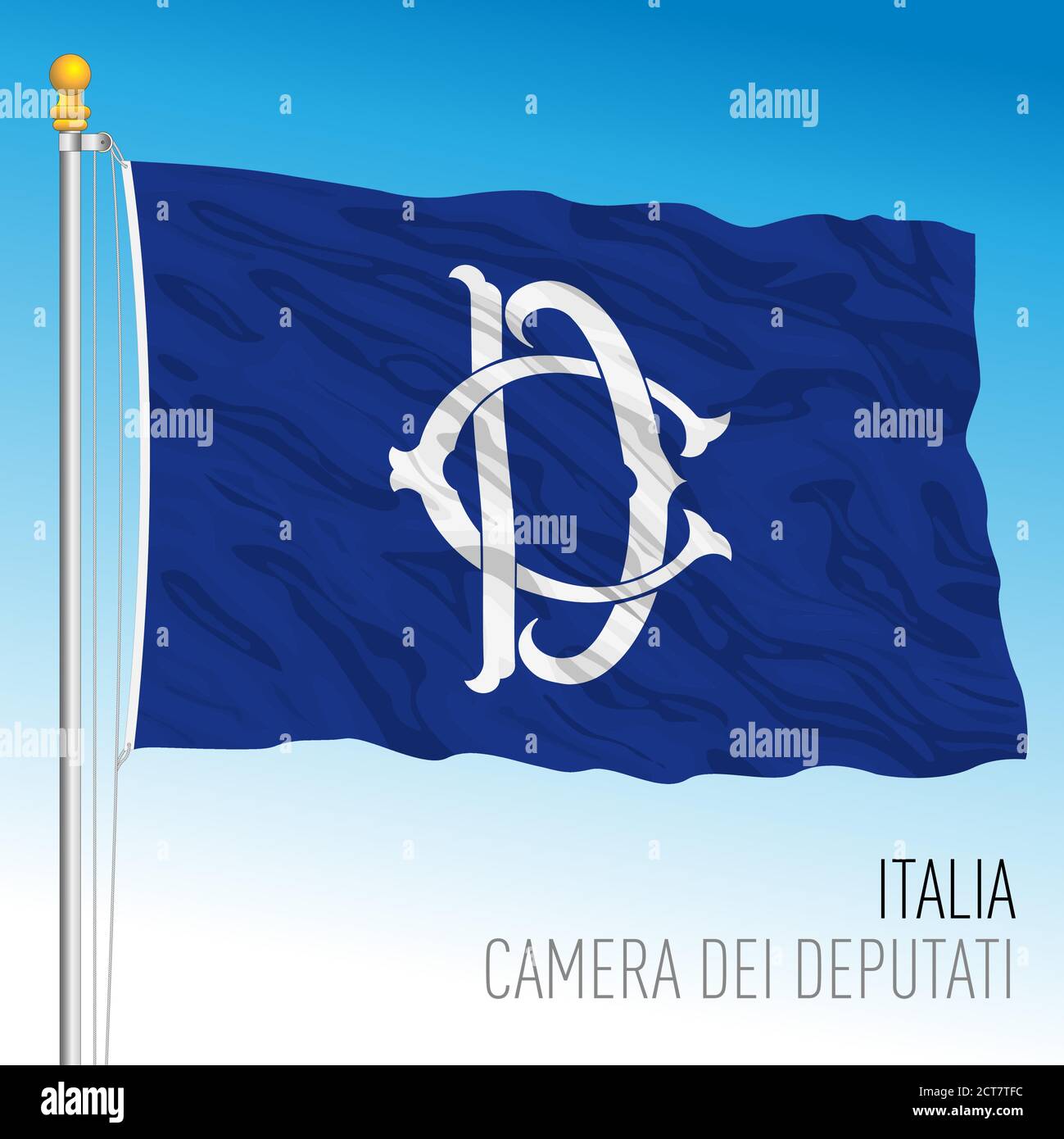 Bandiera con il simbolo della Camera dei deputati della Repubblica, Roma, Italia, illustrazione vettoriale Illustrazione Vettoriale