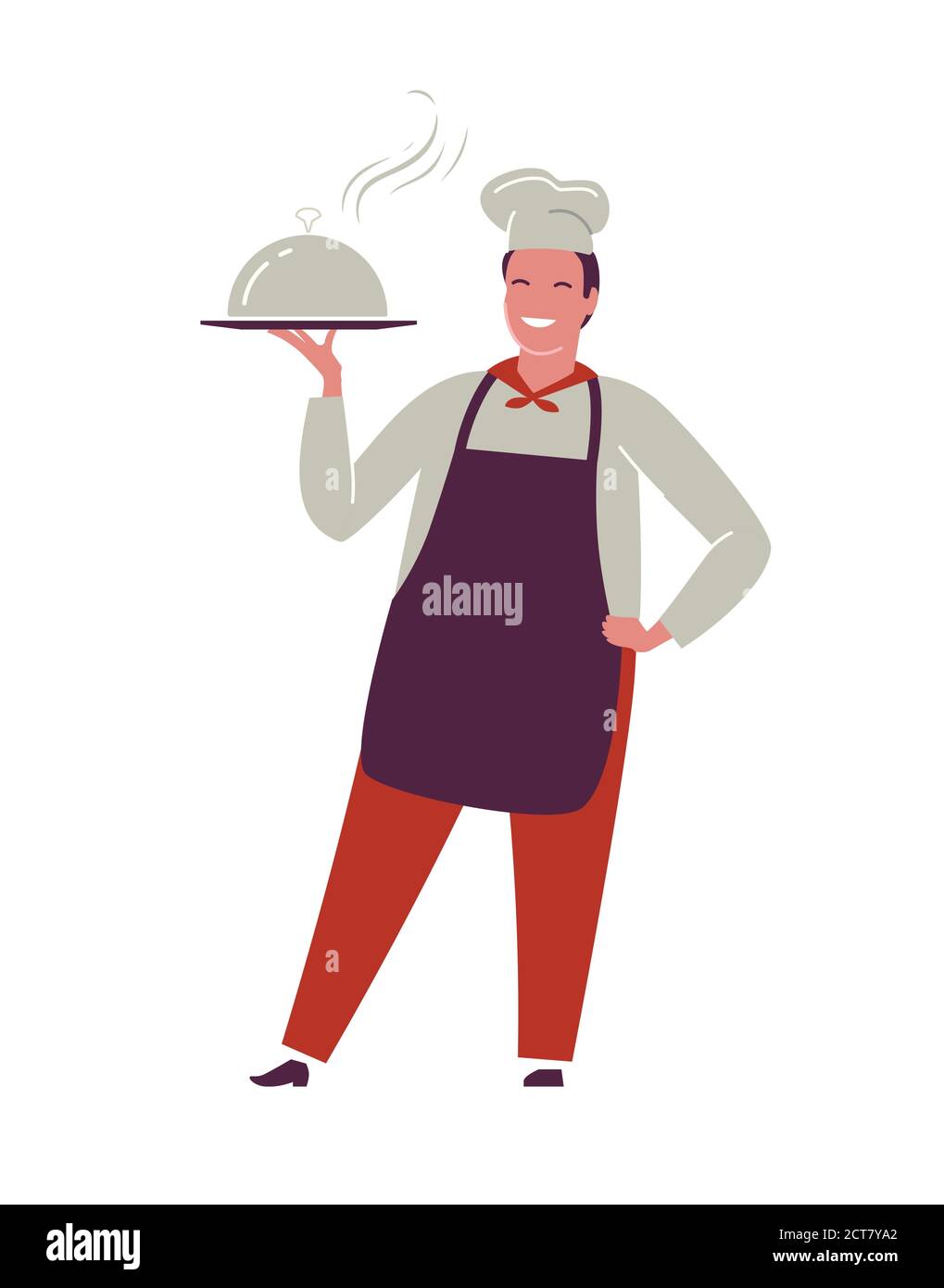 Chef con il simbolo del vassoio. Ristorante, vettore di concetto di cibo Illustrazione Vettoriale