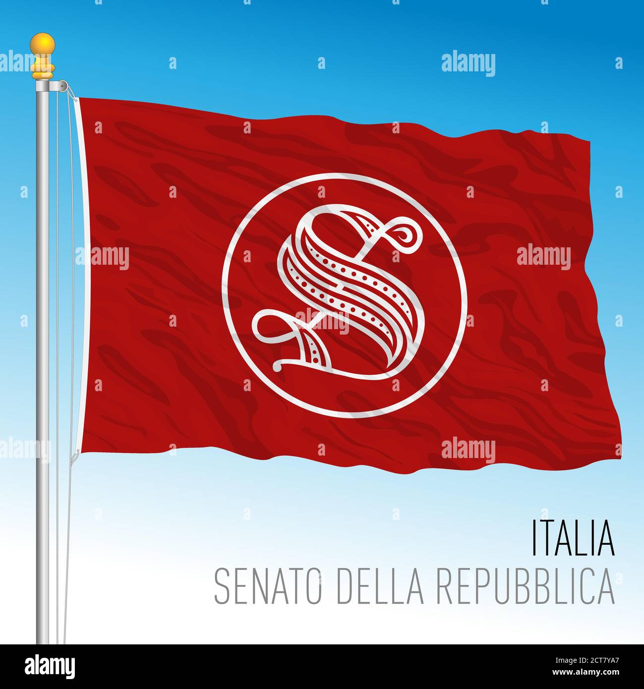 Bandiera con il simbolo del Senato della Repubblica, Roma, Italia, illustrazione vettoriale Illustrazione Vettoriale