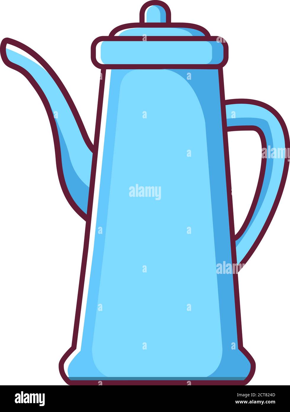 Antica una pentola retrò per la preparazione di bevande calde. Utensili da cucina. Illustrazione Vettoriale