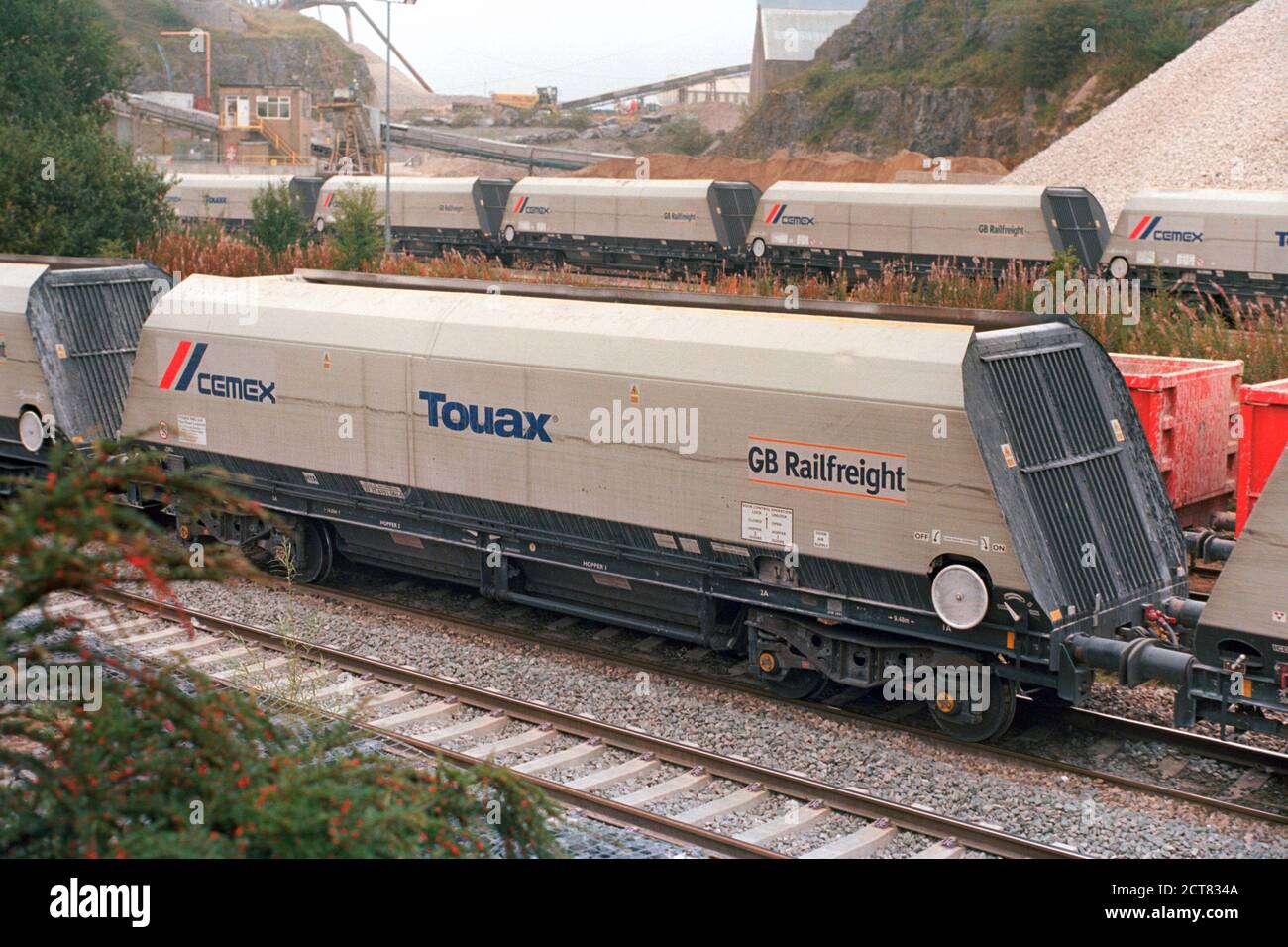Buxton, UK - 16 settembre 2020: Il cantiere ferroviario e i vagoni che operano dalla GB Railroad presso il cantiere ferroviario di Peak Dale. Foto Stock