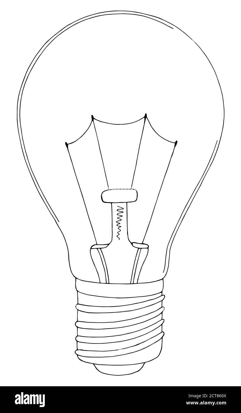 Grafico a bulbo luminoso nero bianco isolato disegno vettore Illustrazione Vettoriale