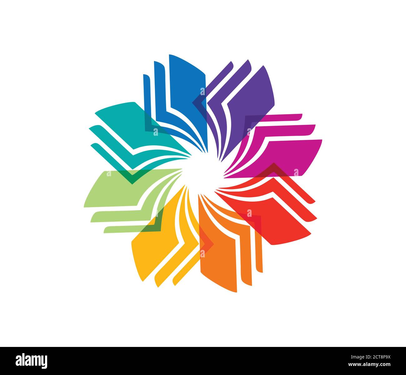 Un'illustrazione vettoriale del cerchio del libro multicolore nel logo Harmony Illustrazione Vettoriale