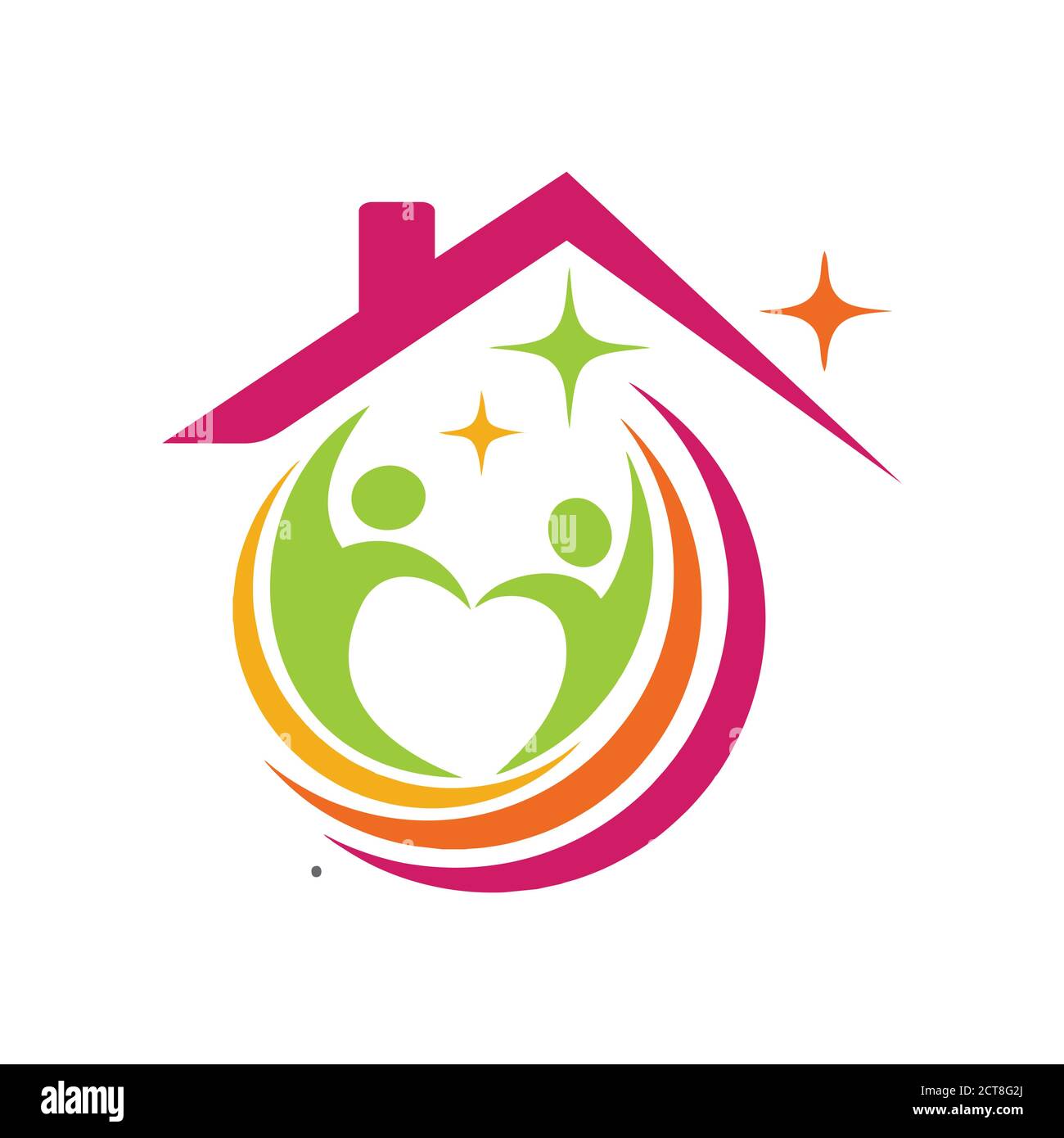 Un'illustrazione vettoriale dell'amore domestico e del logo pulito Illustrazione Vettoriale