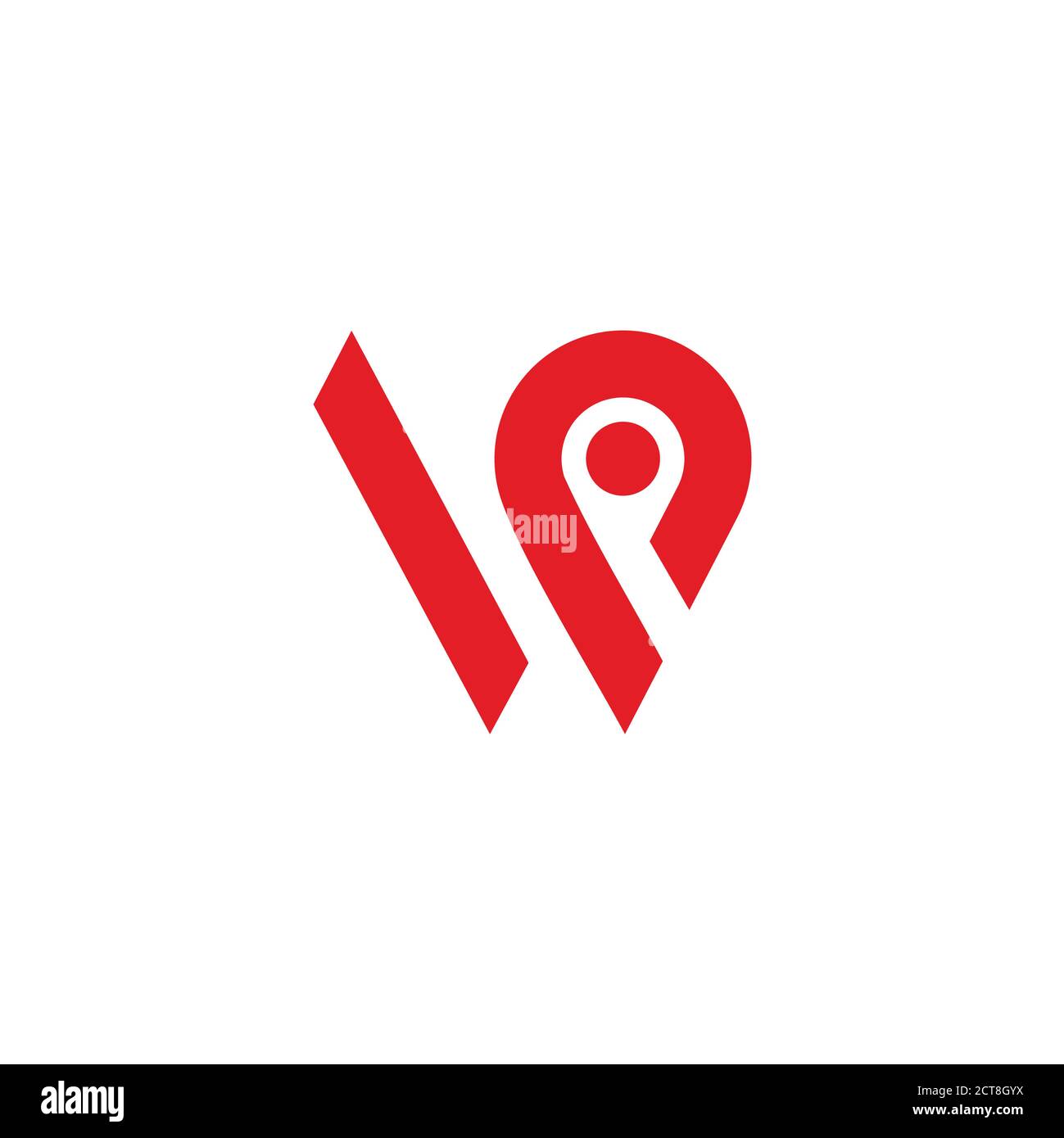 lettera wp semplice simbolo di posizione del perno strisce geometriche logo della linea vettore Illustrazione Vettoriale