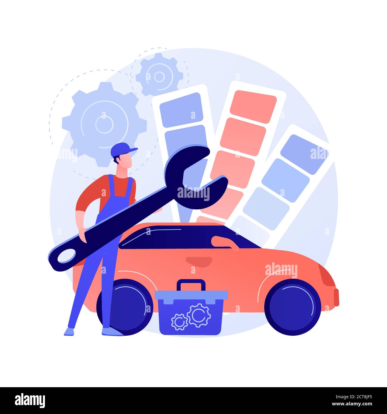 Illustrazione vettoriale del concetto astratto di sintonizzazione dell'auto. Illustrazione Vettoriale