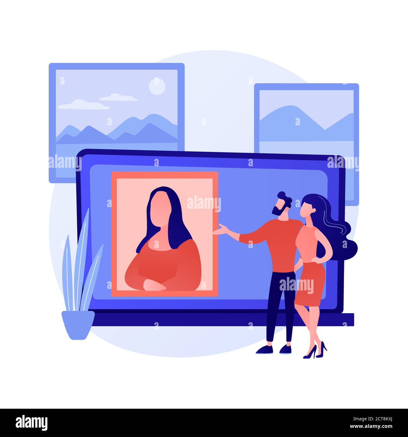 Virtual gallery tour concetto astratto illustrazione vettoriale. Illustrazione Vettoriale