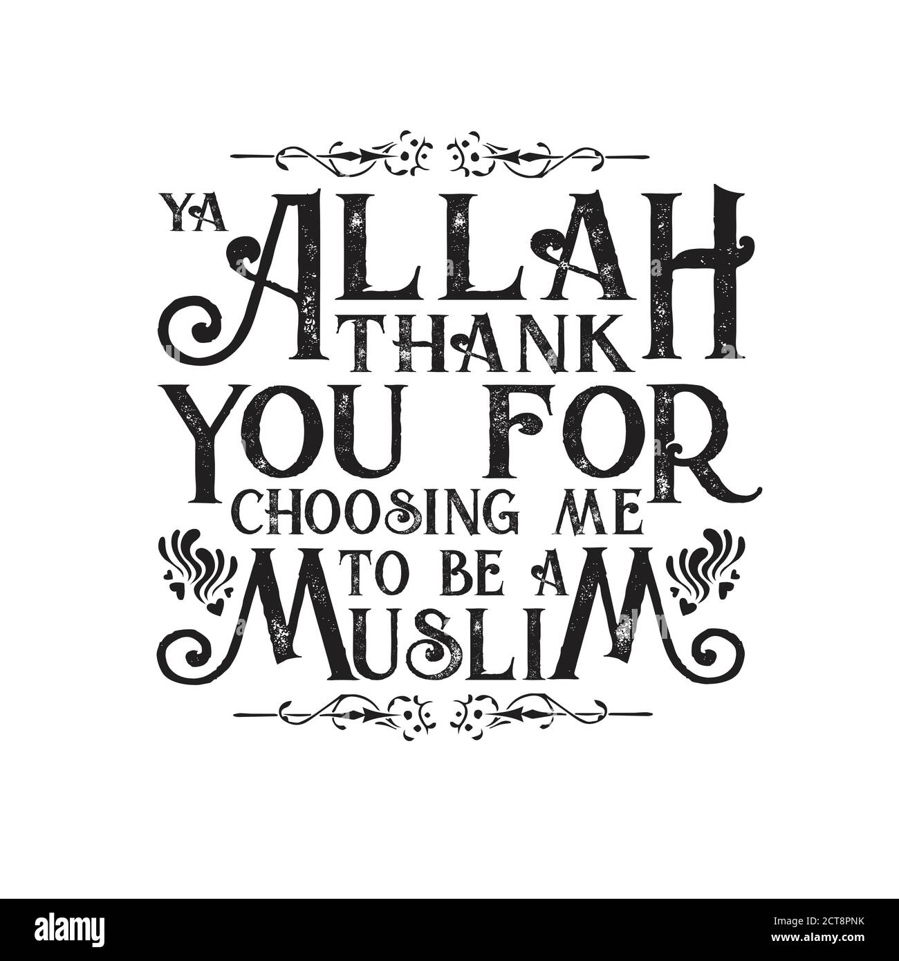 Citazione musulmana e dicendo buono per t-shirt. Ya Allah grazie per Illustrazione Vettoriale