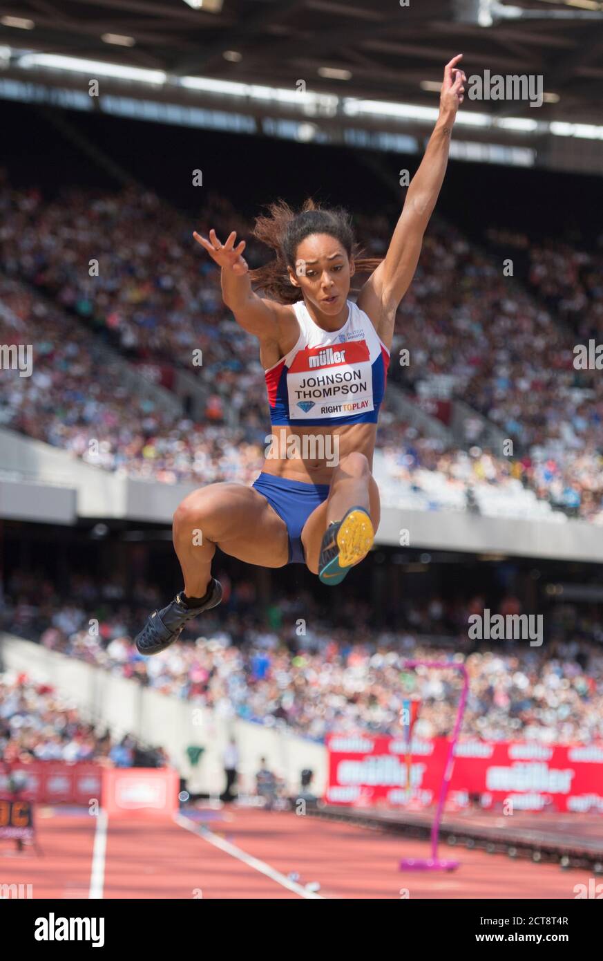 KATARINA JOHNSON-THOMPSON COMPETE NEI GIOCHI DI ANNIVERSARIO DI SALTO LUNGO DELLE DONNE - LONDRA COPYRIGHT PICTURE : © MARK PAIN / ALAMY Foto Stock