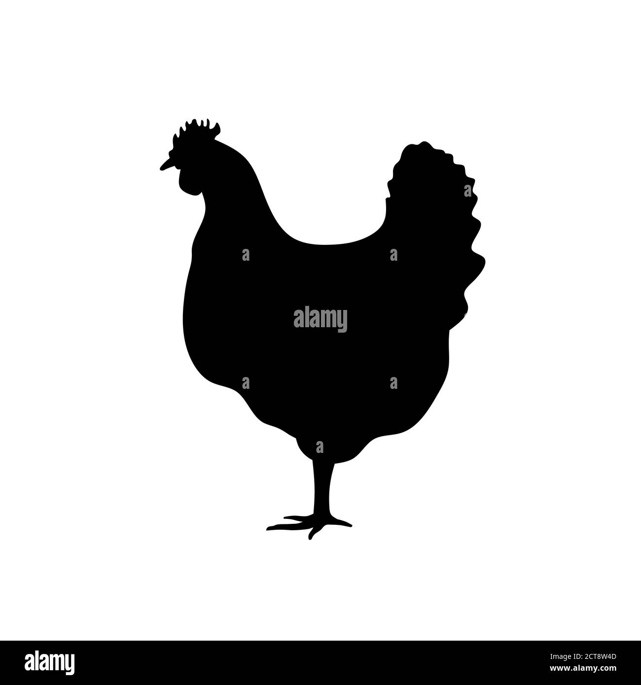 Silhouette animale fattoria in nero su sfondo bianco, silhouette gallina isolata su vettore logo bianco Illustrazione Vettoriale