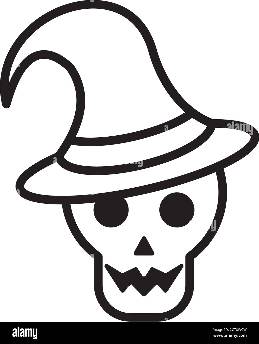 cranio della testa di halloween con vettore di icona stile linea di cappello  di strega disegno dell'illustrazione Immagine e Vettoriale - Alamy