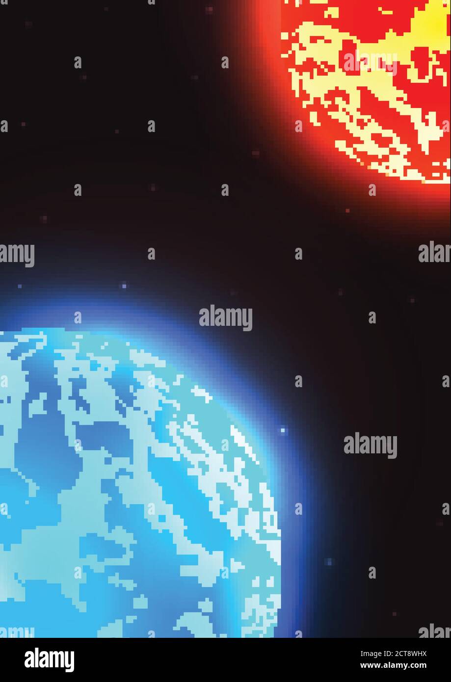 Illustrazione dello spazio vettoriale con stelle, pianeta Terra e Marte. Illustrazione vettoriale per la vostra creatività Illustrazione Vettoriale