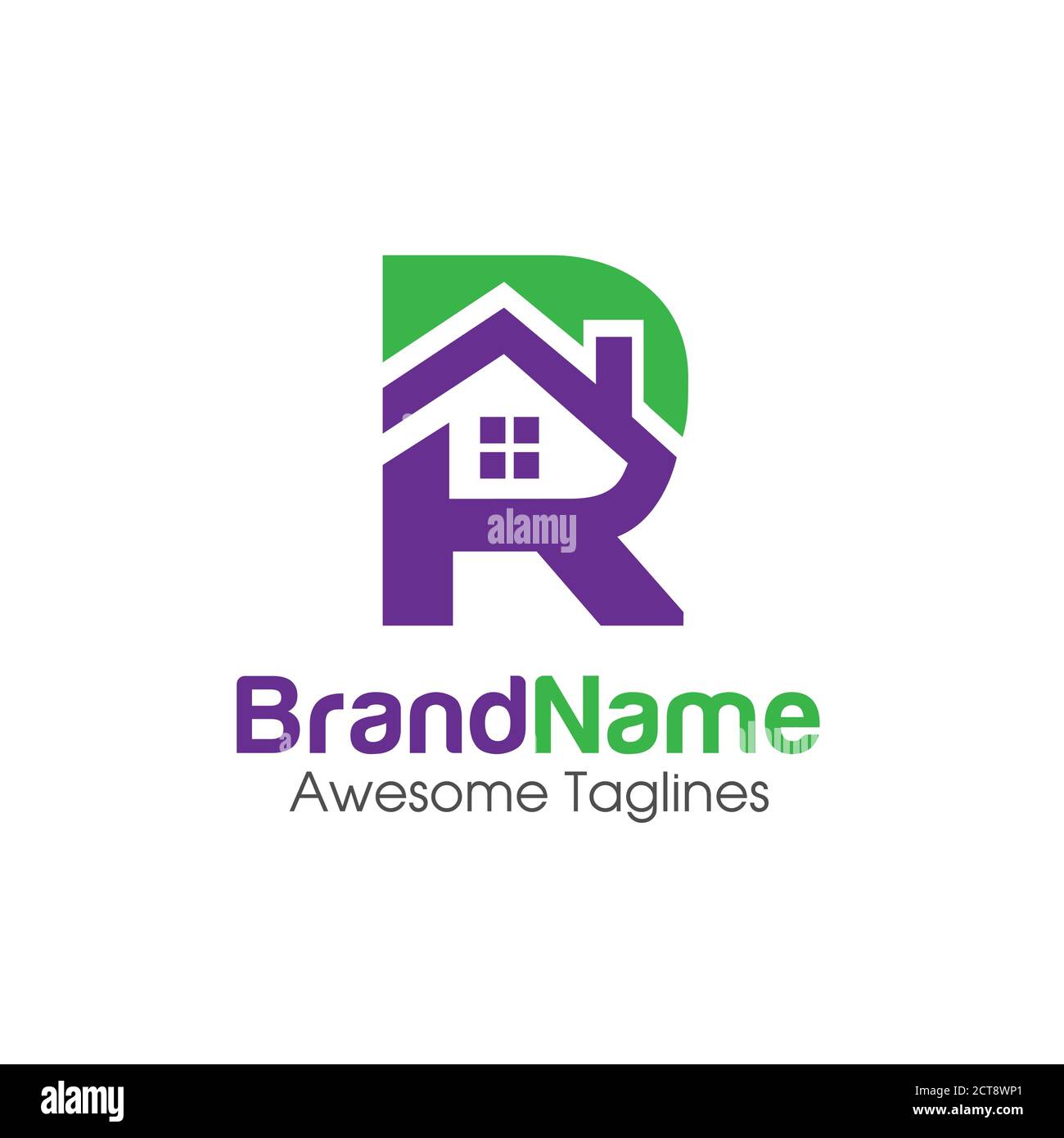 Lettera iniziale R moderna con stile di copertura. Concetto di logo immobiliare Illustrazione Vettoriale