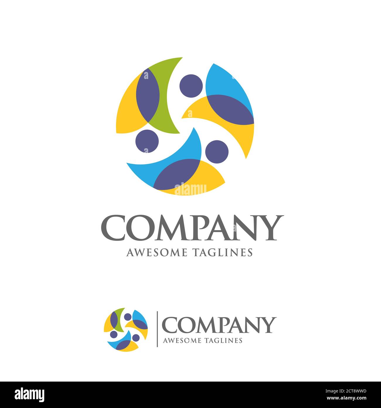 cerchi il logo colorato del gruppo di persone, il collegamento di persone e la comunità Illustrazione Vettoriale