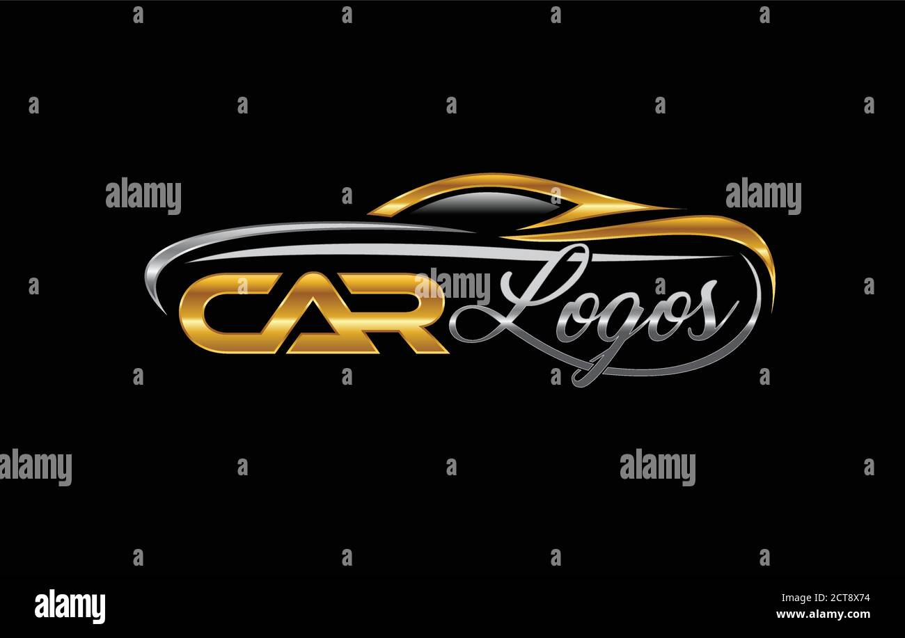 Un'illustrazione vettoriale del logo dell'auto in oro e argento combinazione di colori Illustrazione Vettoriale