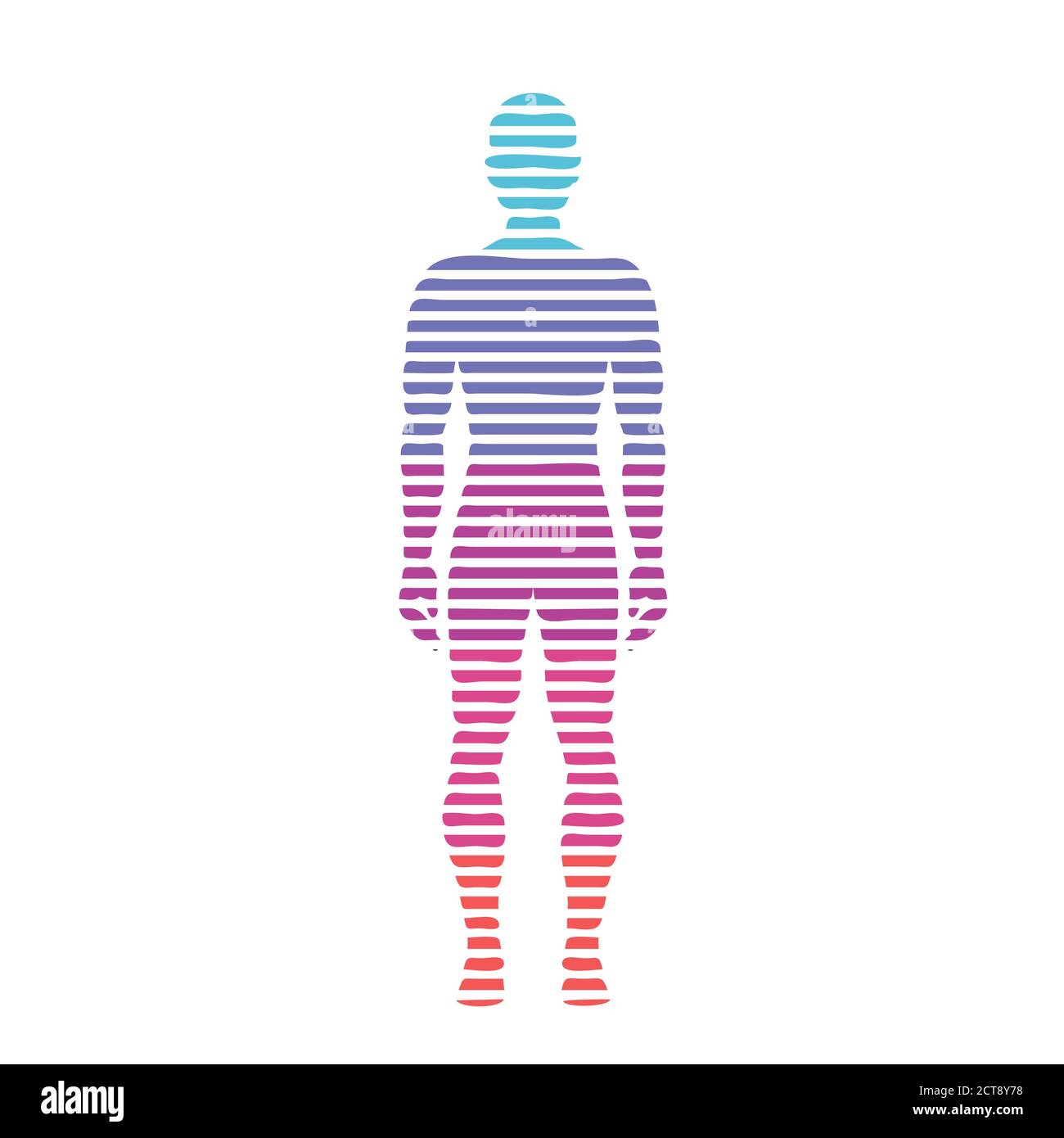 creativo astratto uomo corpo silhouette linee a righe colore illustrazione vettoriale Illustrazione Vettoriale