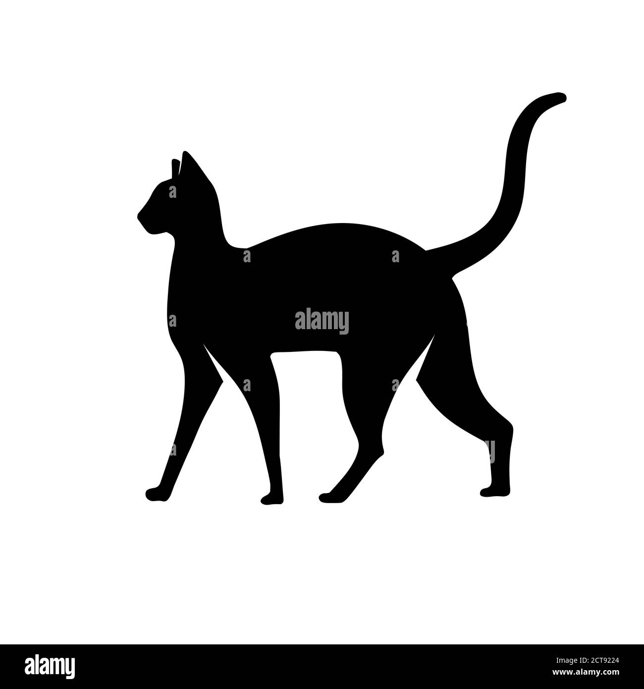 Semplice silhouette piatta Cat Design Illustrazione vettoriale. Modello con logo cat Illustrazione Vettoriale