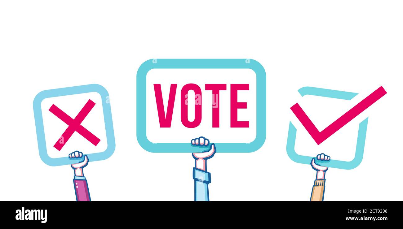 La gente vota. Concetto di voto, politica ed illustrazione vettoriale delle elezioni. Giorno delle elezioni Illustrazione Vettoriale