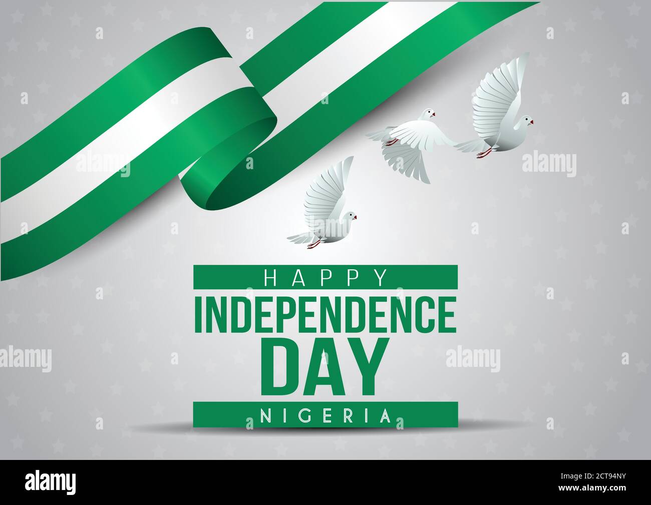 1 ottobre Nigeria Independence Day. piccione che vola con bandiera nigeriana. Illustrazione vettoriale Illustrazione Vettoriale